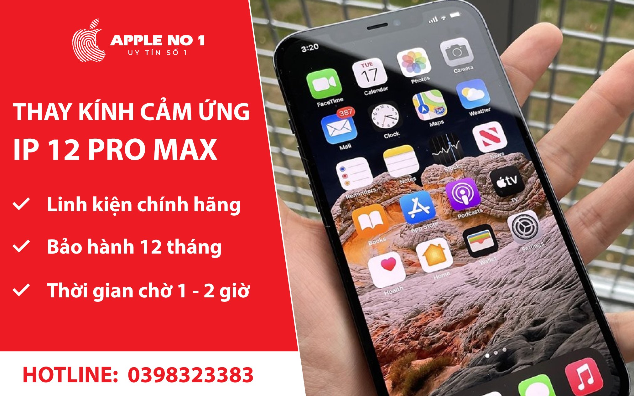 dich vu thay kinh cam ung iphone 12 pro max bao hanh 12 thang chat luong tot nhat tai apple no.1
